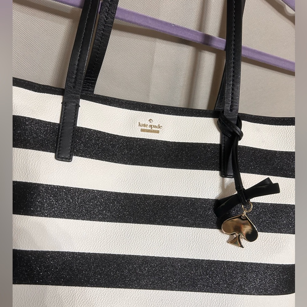 Kate Spade Black and White Striped Tote Bag - Picture 2 of 10